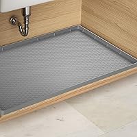 Vista 9 de Tapete para debajo del fregadero, tapete impermeable para gabinete de cocina de 34 x 22 pulgadas, forro de silicona flexible para debajo