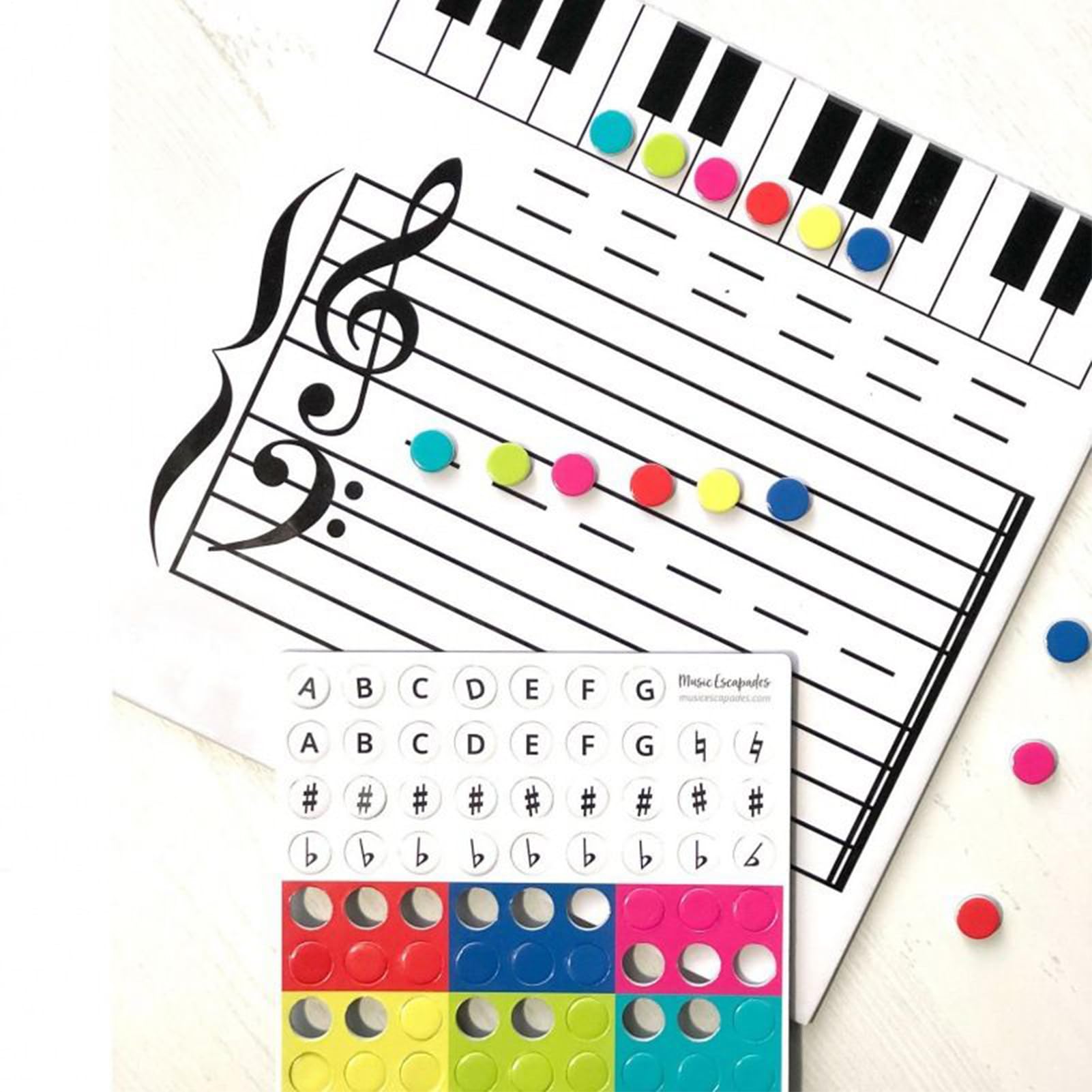 Magnetisches Musikpersonal Whiteboard - Doppelseitiges, trocken abwischbares Klavierlehrbrett mit Marker, große wiederverwendbare Notentafel für Schüler, Klassenzimmer und Musiklehrer