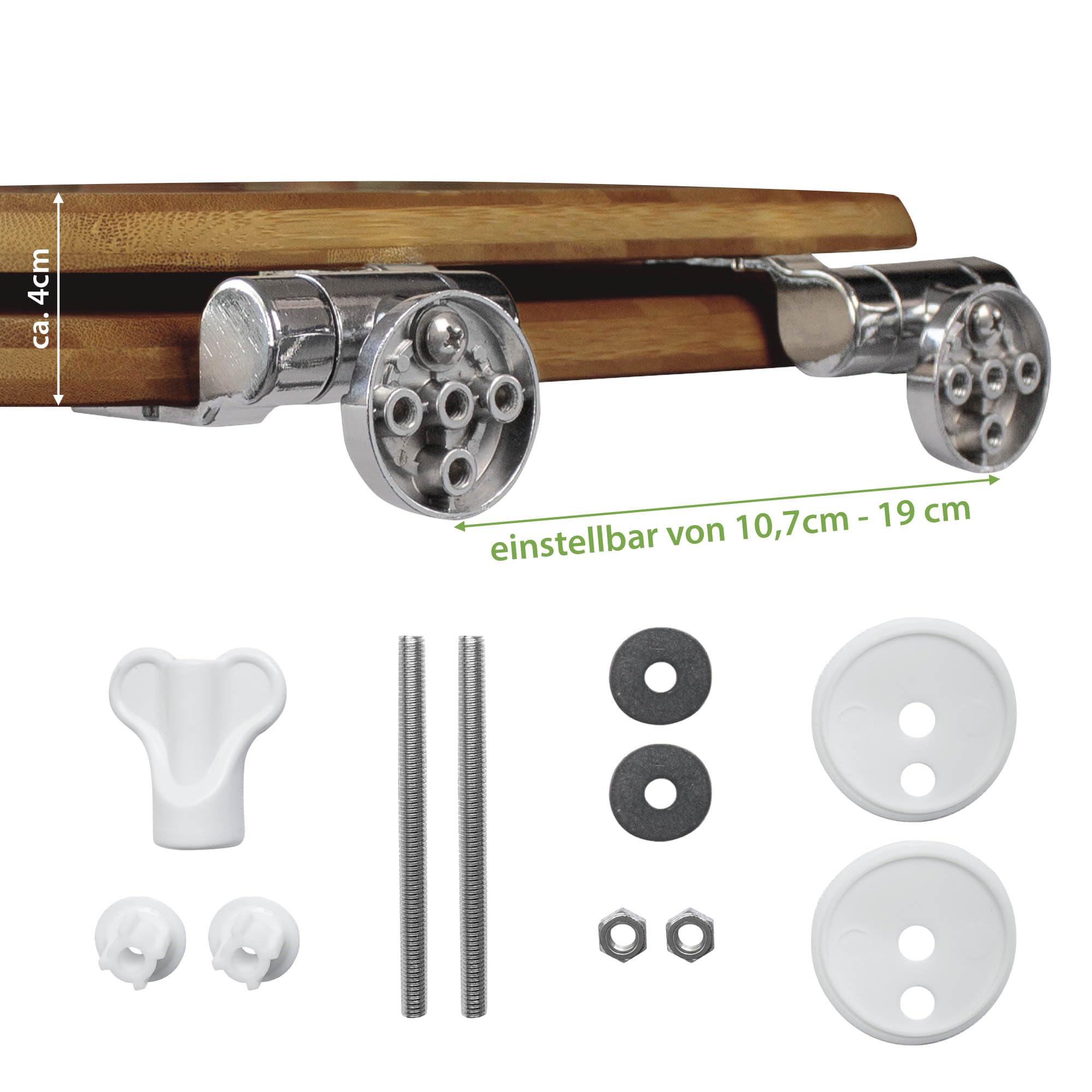 banjado® Hochwertig gravierter Design WC Sitz Bambus Absenkautomatik Katzenliebe/Toilettendeckel mit Absenkautomatik Holz/Bambus Klodeckel/WC-Sitz für alle gängigen Toiletten