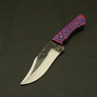 Custom Hand Forged High Carbon Steel Full Tang Hunting Skinner Camping Tracker Knife | Leather Sheath