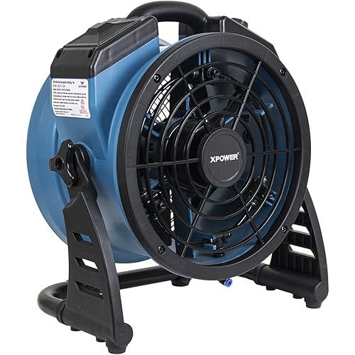 XPOWER Misting Fan FM-65B, Battery Operated, Rechargeable, Outdoor Cooling, Oscillating, High Velocity, Variable Speed, Camping, Patios, 14 In