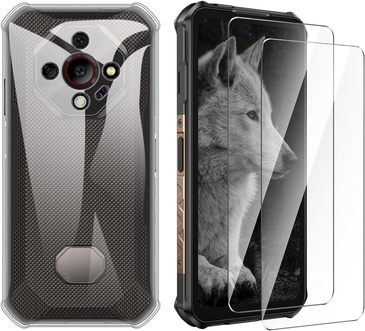 Case Compatible with Ulefone Armor X16 Pro Mobile Phone Case with 2 Pieces Screen Protector Tempered Glass - Transparent Soft Silicone Shockproof Protective Case