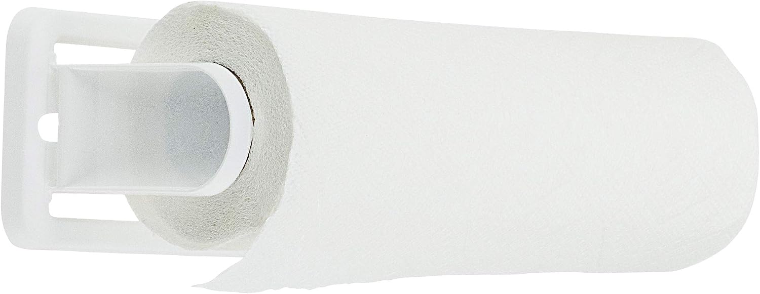 DecorRack Wall Mount Paper Towel Holder for Kitchen and Bath, Flexible Shatterproof -BPA Free- Plastic, Vertical or Horizontal Mount, Under Cabinet Folding Dispenser, Includes 2 Screws, White (1 Pack)