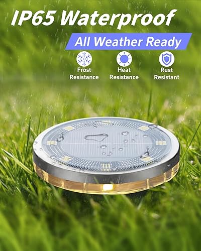 Miniatura 3 de Luces solares de suelo para exteriores, paquete de 12 unidades, impermeables, luces solares mejoradas para jardín con 4 luces laterales, luz de