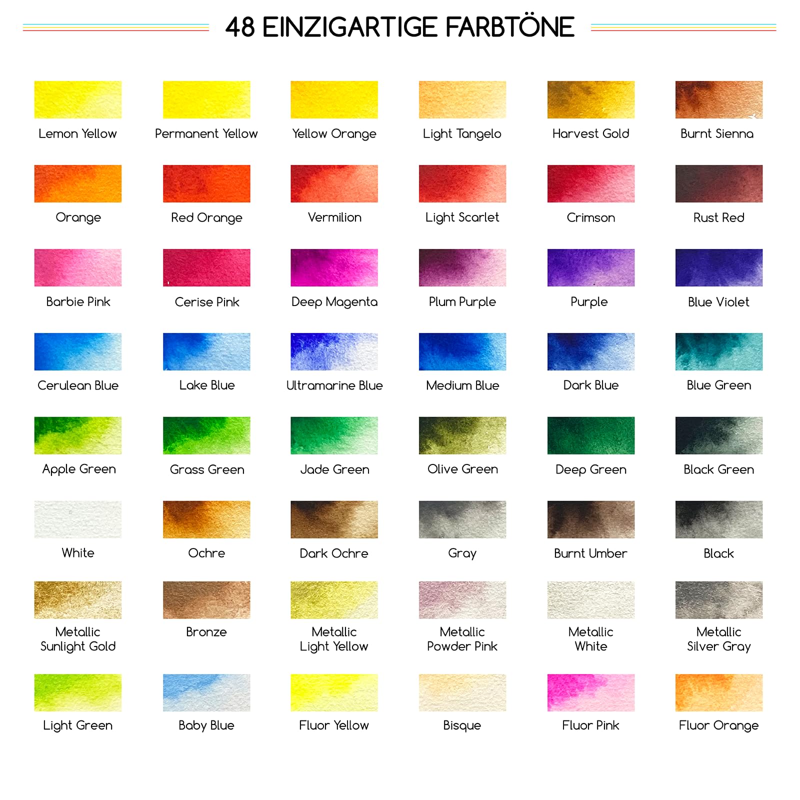 MEEDEN Aquarellfarben Set 48 Farben, Wasserfarben Set mit Abnehmbaren Blöcken, Palette und Aquarellzubehör, Watercolorset Künstlerbedarf für Einsteiger und Profis