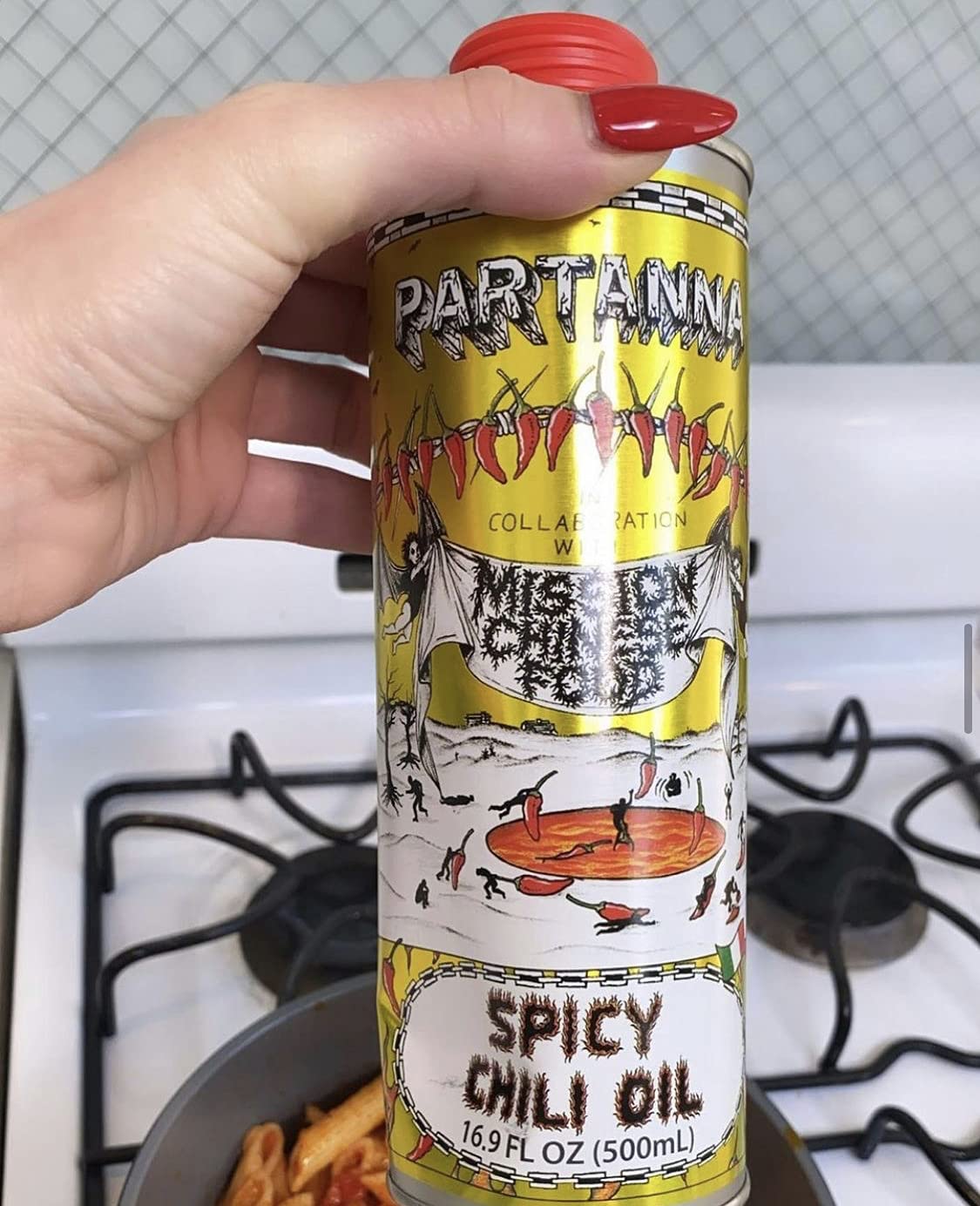 Partanna Mission Spicy Pepper Olive Oil - Premium Extra Virgin Olive Oil Infused with Spicy Red Pepper, Chef-Inspired Flavor-Polphenol Rich - Cold Pressed - 16.9 fl oz (500 ml)