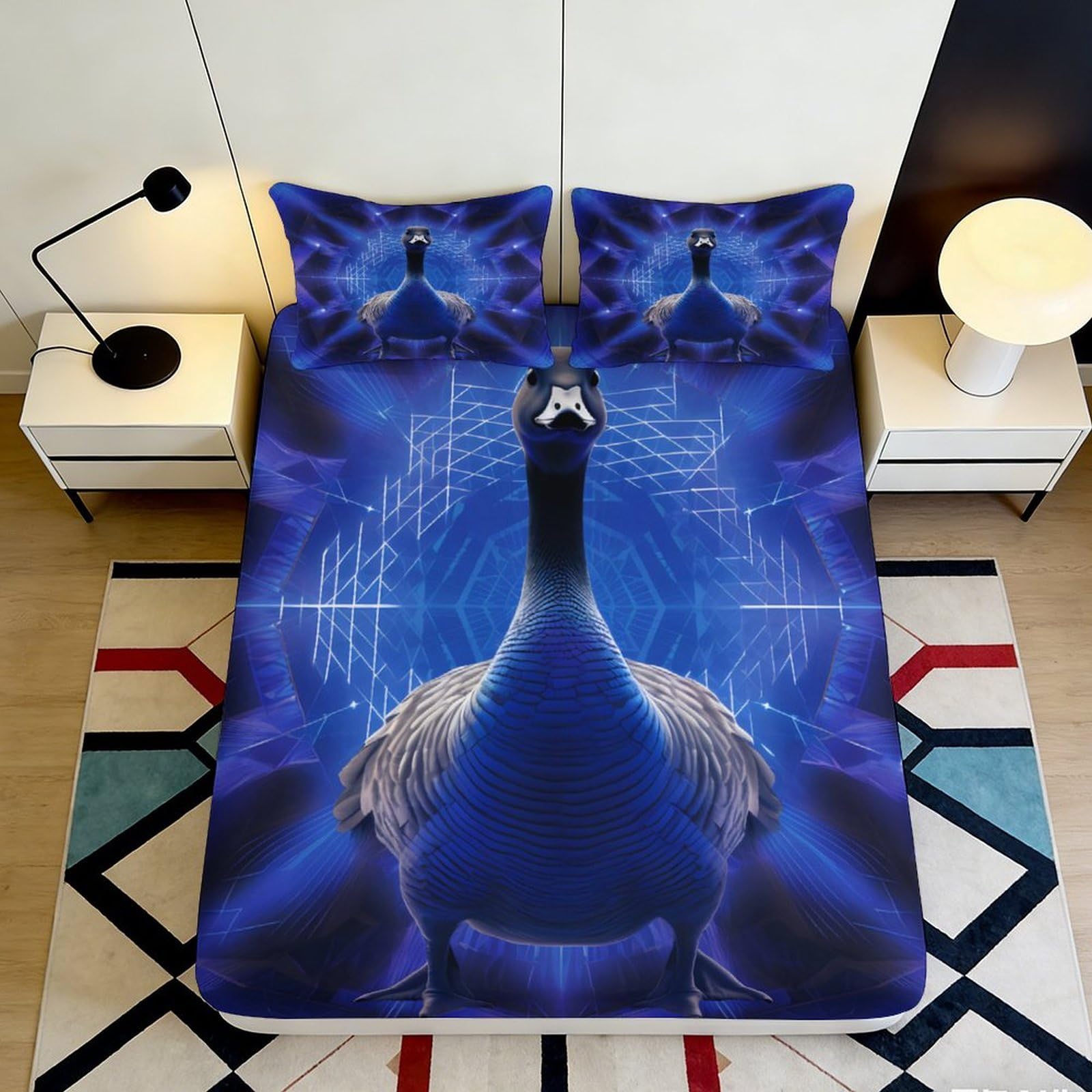 Kzqnxhjprl Style-7 3D Printed Blue Peacock Fitted Sheet Microfiber Anti-Slip Mattress Cover Bedroom Decor Dustproof Easy Care 90X200x25cm