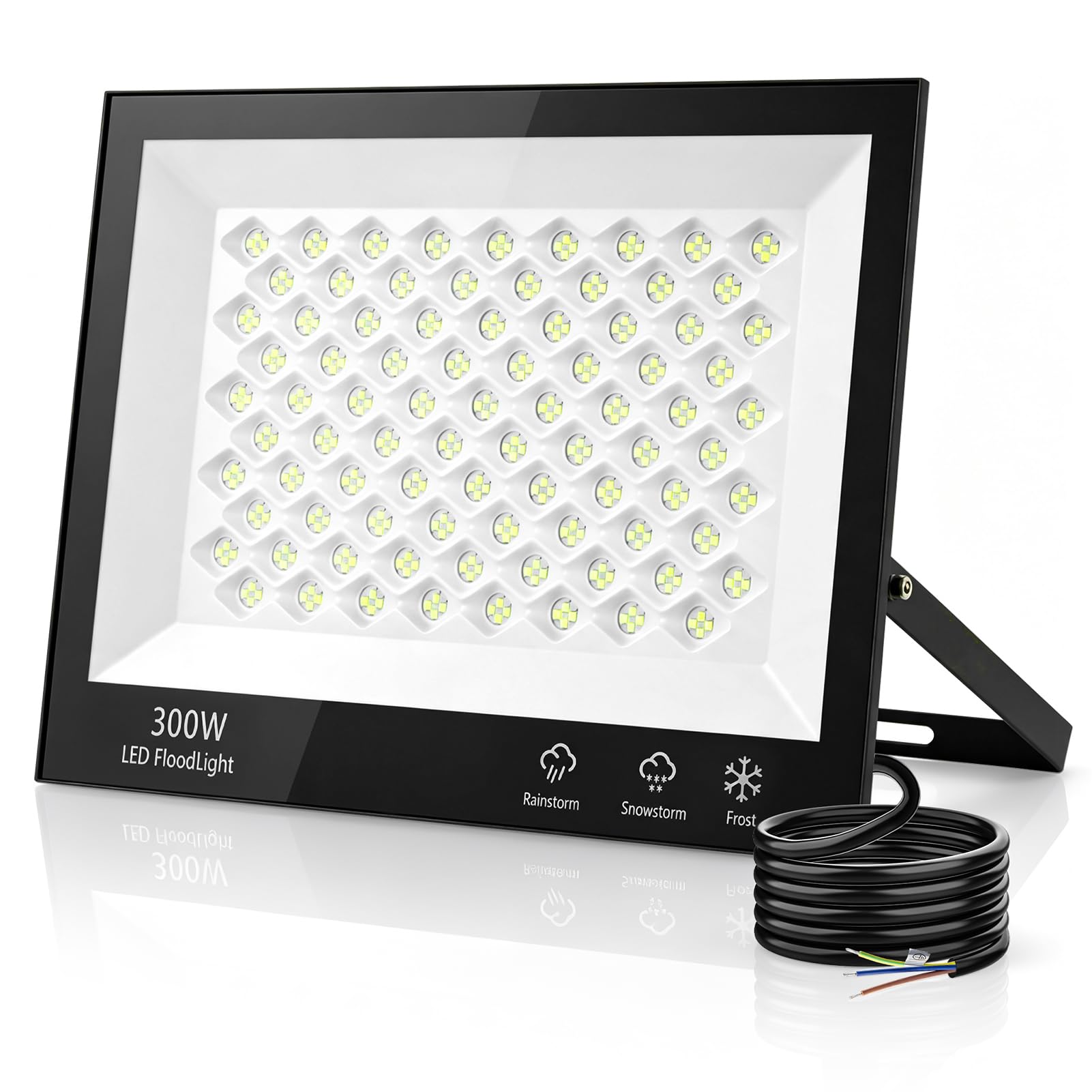 300W Led Strahler,Superhell 30000LM Scheiwerfer LED-Strahler,Scheinwerfer Wandstrahler,IP66 Wasserdicht LED Fluter,6500K Kaltweiß Superhell LED Außenstrahler für Garten,Innenhöfe,Garage