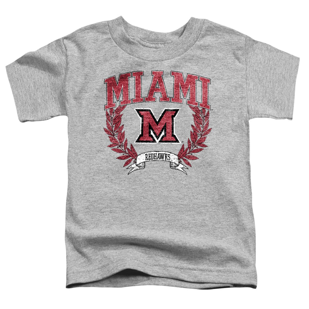 LOGOVISION Miami University Laurels Dark Kids T Shirt (4) for Toddler Boys and Girls, Athletic Heather