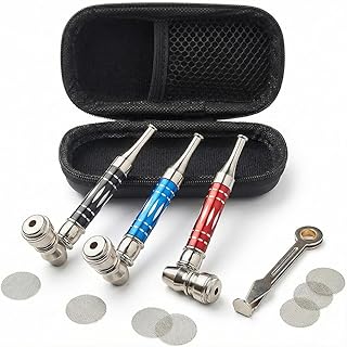 3Pack 4.3" Long Metal Lay Flat Tobacco Pipe With Cleaner Tamper Tool Black Bag,