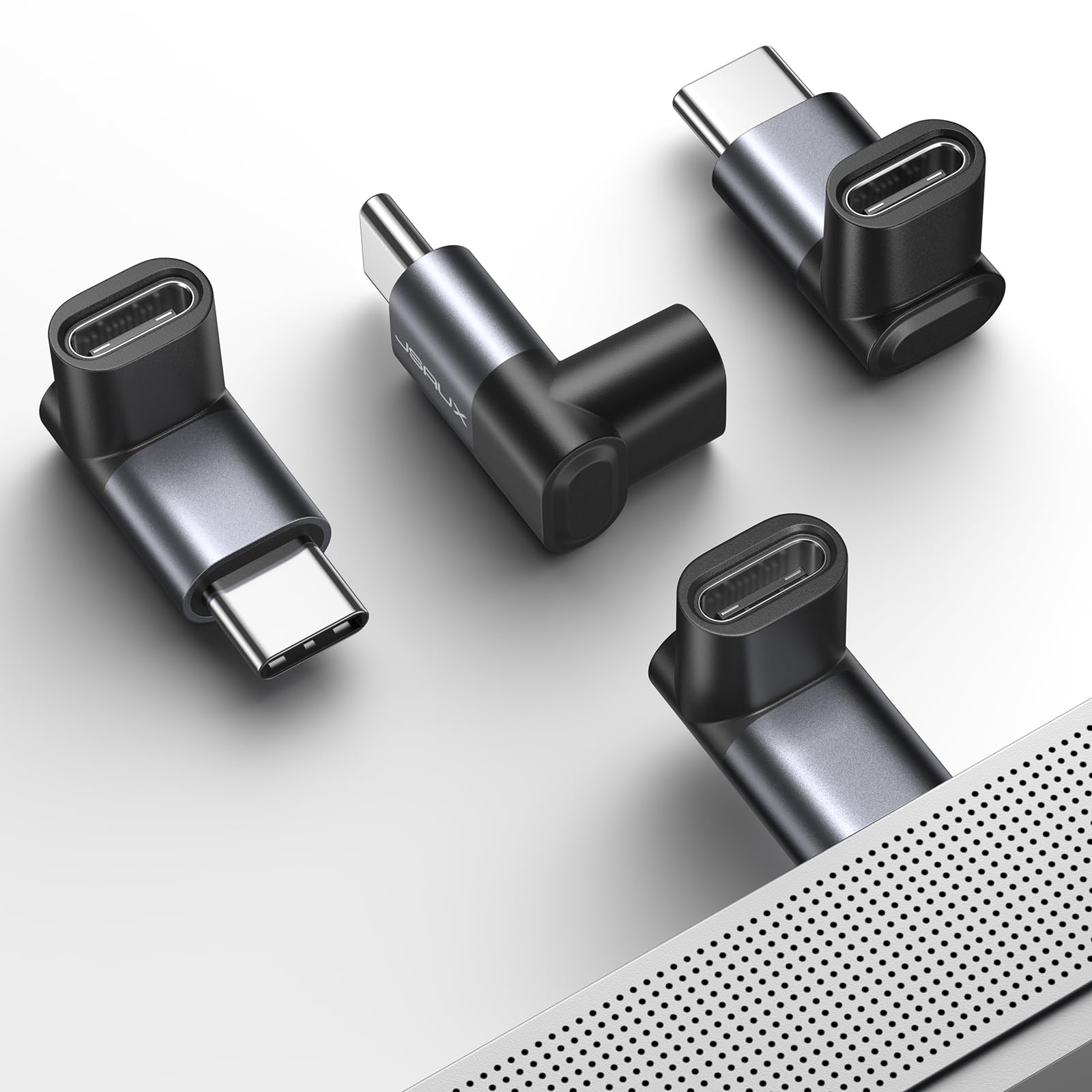 JSAUX 90 Degree USB C to USB C Adapter 4-Pack, 100W 40Gbps, Gray