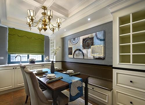 Miniatura 4 de Acocifi Arte abstracto moderno para pared, bloque geométrico extra grande, lienzo de pintura, cuadro simple, marrón, beige, dorado, texturizado,