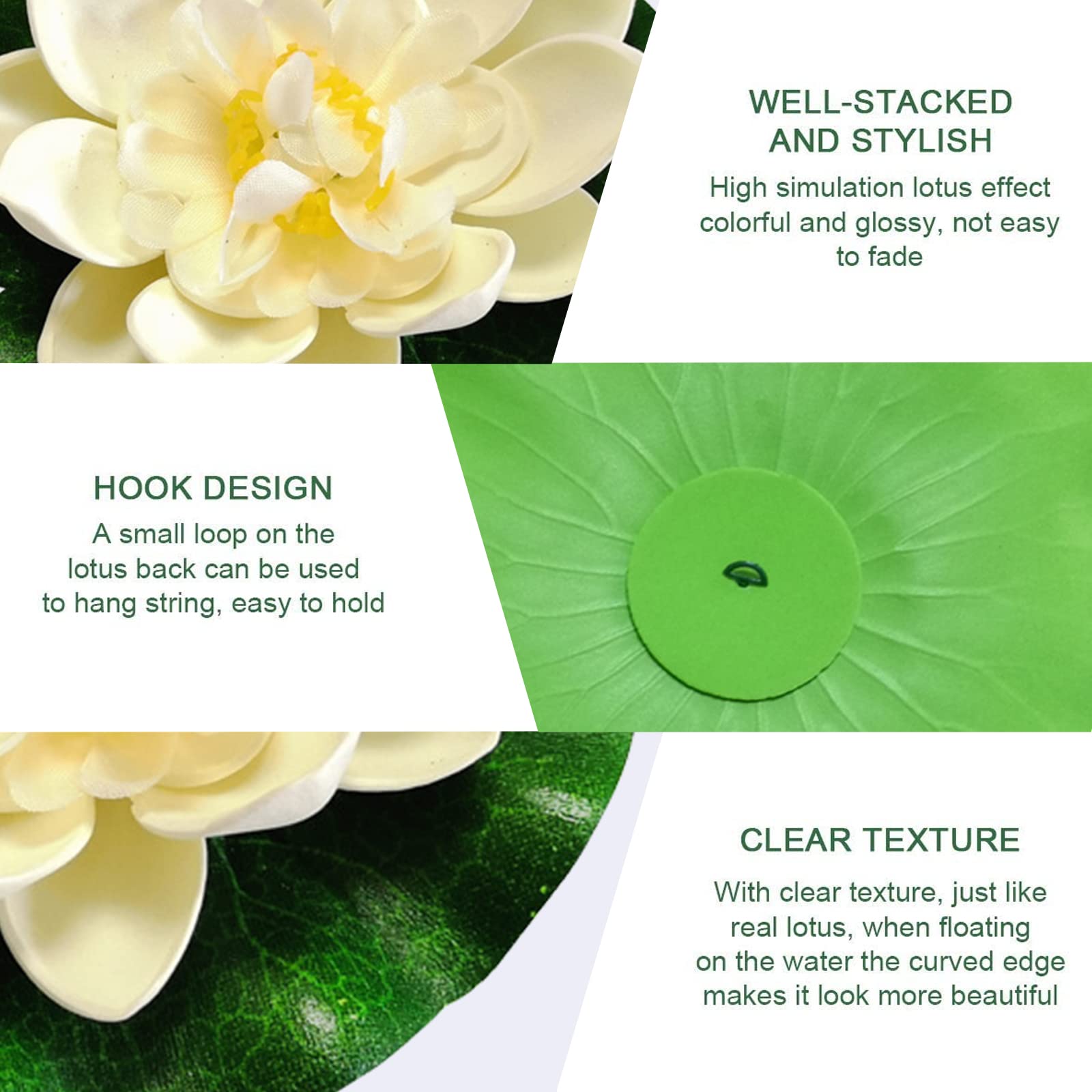 Lot de 6 nénuphars artificiels flottants - Plantes de bassin artificielles - Nénuphars artificiels - Décoration d'étang flottante pour aquarium, terrasse, jardin, étang