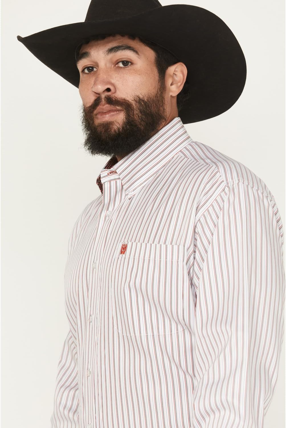 Cinch Men's White & Red Stripe Shirt