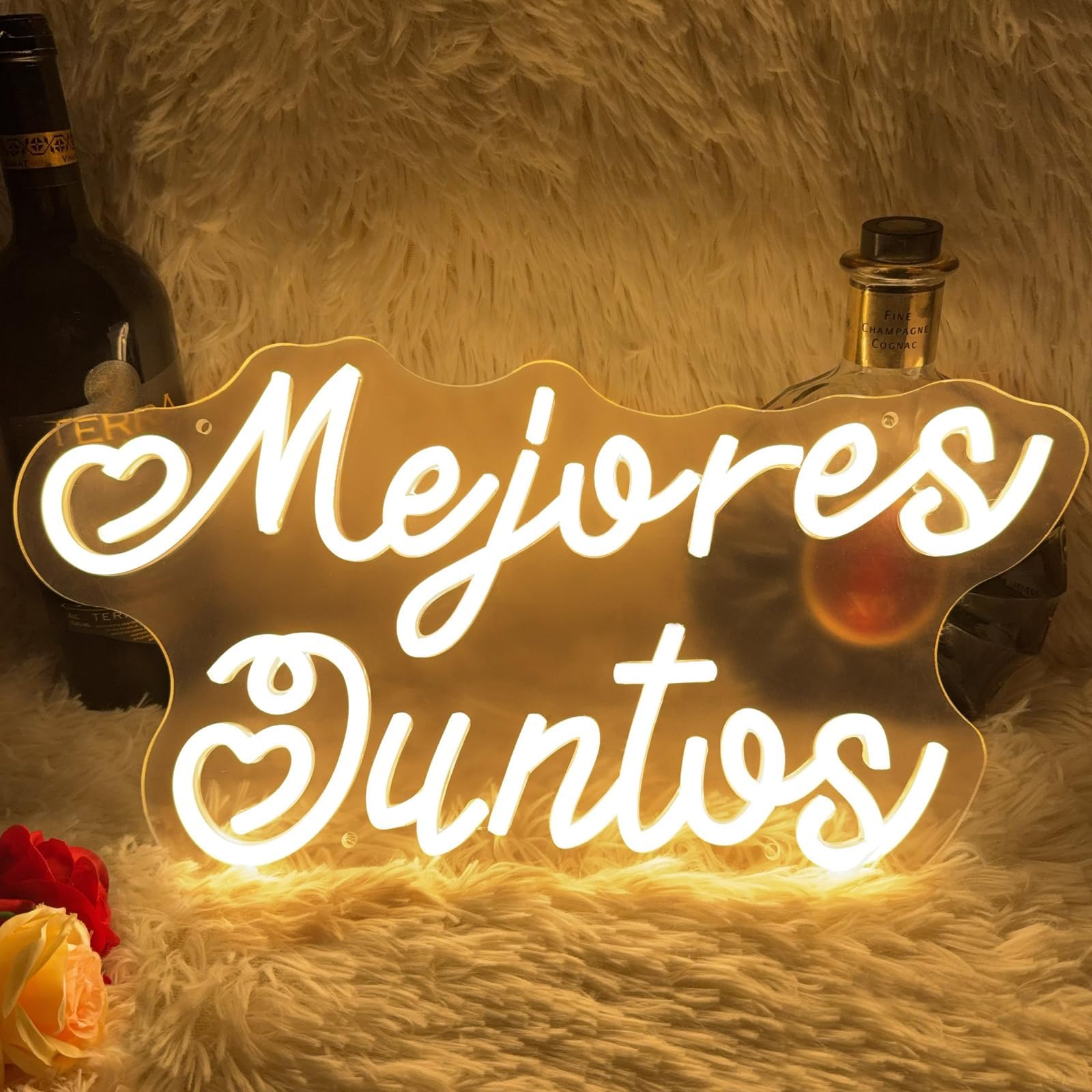 Better Together Mejores Juntos Neon Sign for Bed Living Kids Room Wedding Wall Decoration LED Neon Light Home Decor Happy Birthday Name Signs Personalized Gifts