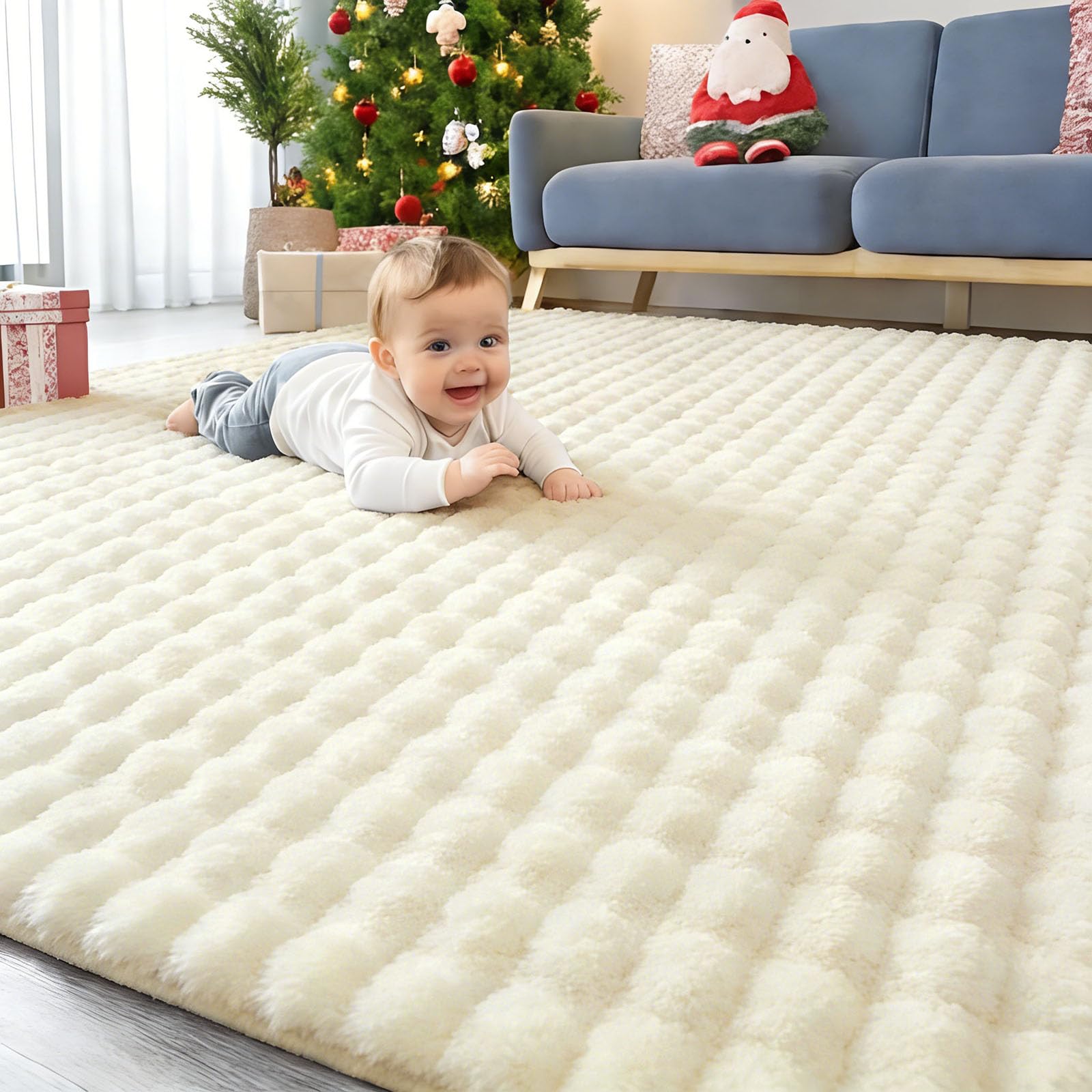 Homaxy Hochflor rutschfeste Teppich Wohnzimmer