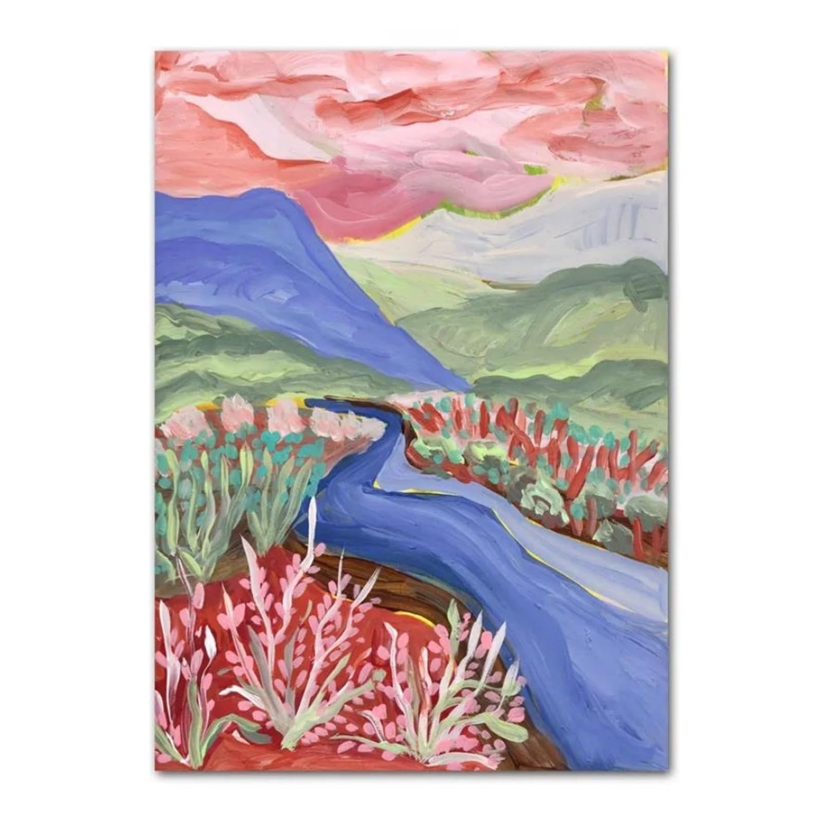 Peinture tropicale abstraite pour un salon lumineux et moderne