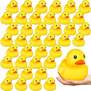 Deekin 10 Pcs 5 Inches Large Yellow Rubber Ducks Large Duck Bath Toy Squeak Rubber Duckie Bathtub Floating Bath Duck for Birthday Party Decoration Gift Swimming Pool