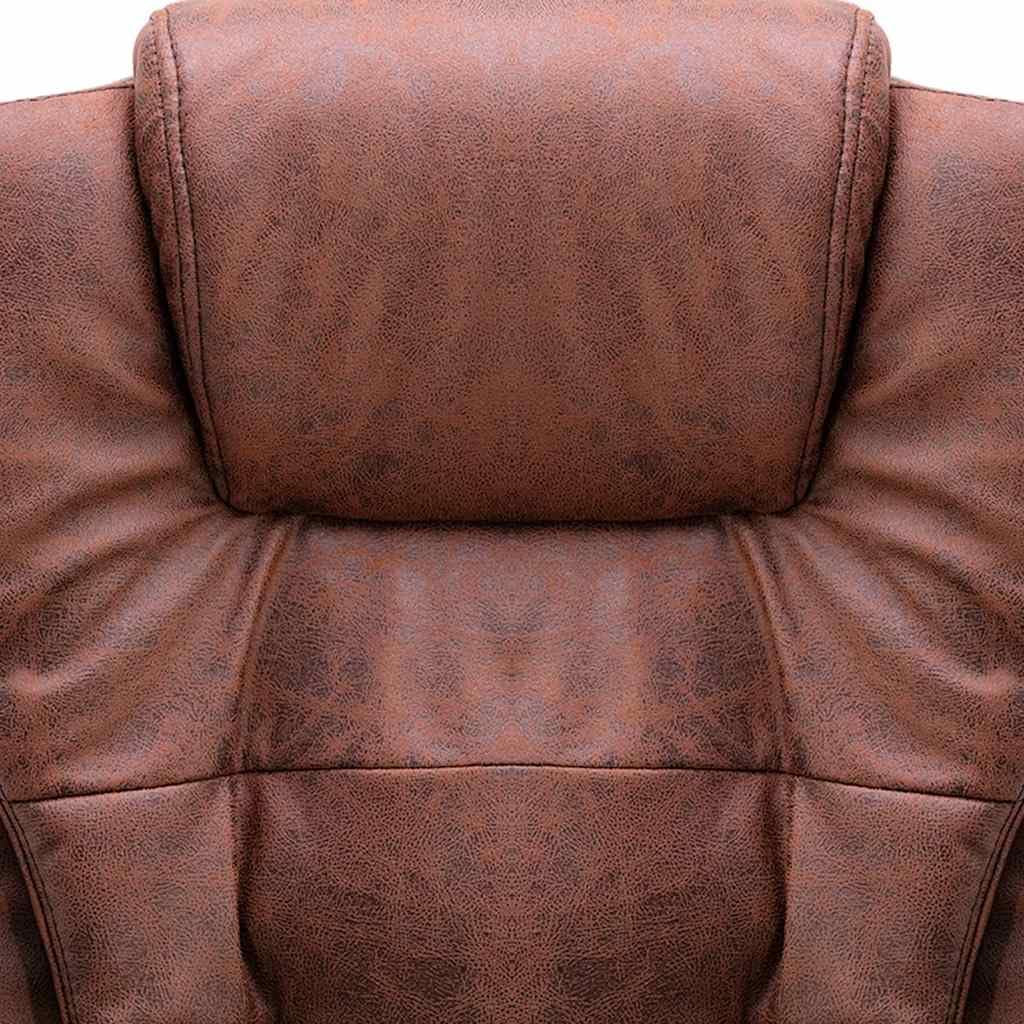 Sedia da ufficio con funzione massaggiante e funzione riscaldante, marrone chiaro, effetto camoscio, ergonomica, regolabile in altezza, con ruote, sedia girevole per ufficio in casa e studio