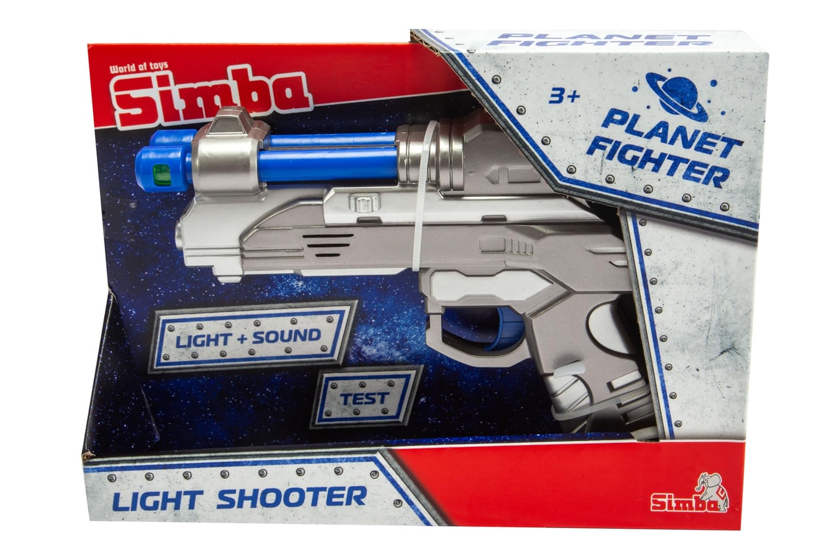Simba 108046571 - Planet Fighter Light Shooter, 2-krotne sortowanie, dostarczany jest tylko jeden artykuł, światło i dźwięk, funkcja zmiany kolorów, 22 cm, imituje odgłosy strzału, pistolet do zabawy,