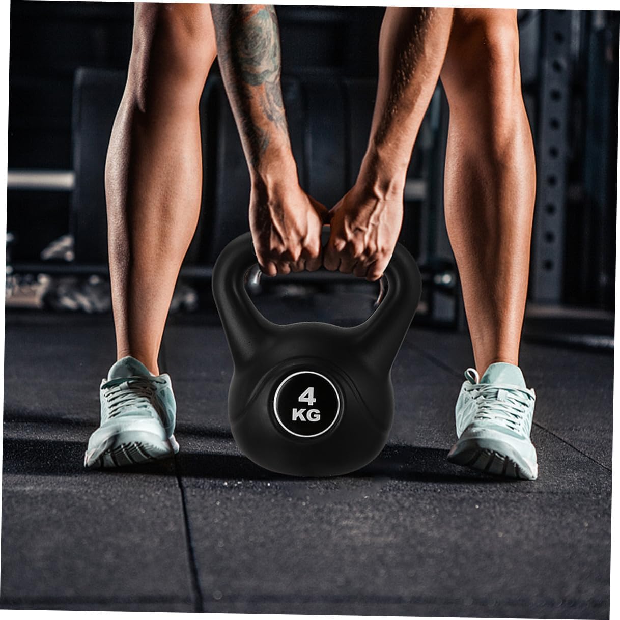 VANZACK Plastic Kettlebell 4kg Black Fixed Weight Fitness Accessory Household Kettle Bell for Strength Training Home Exercise