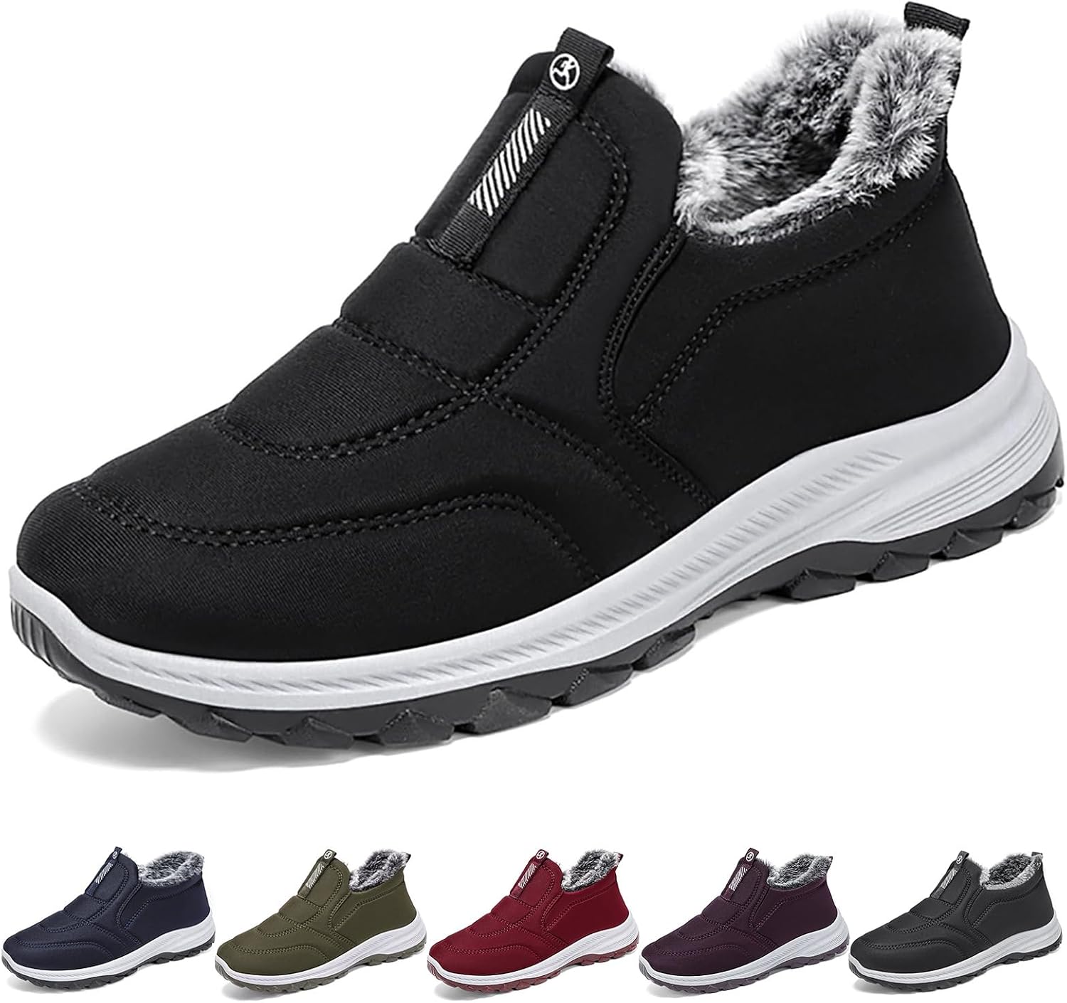 Womens Winter Snow Boots Warm Fur Lined Ankle Booties Comfortable Slip On Shoes Fashion Anti-Slip Short Boots Comfy Soft Thermal Boot Outdoor Walking Sneakers