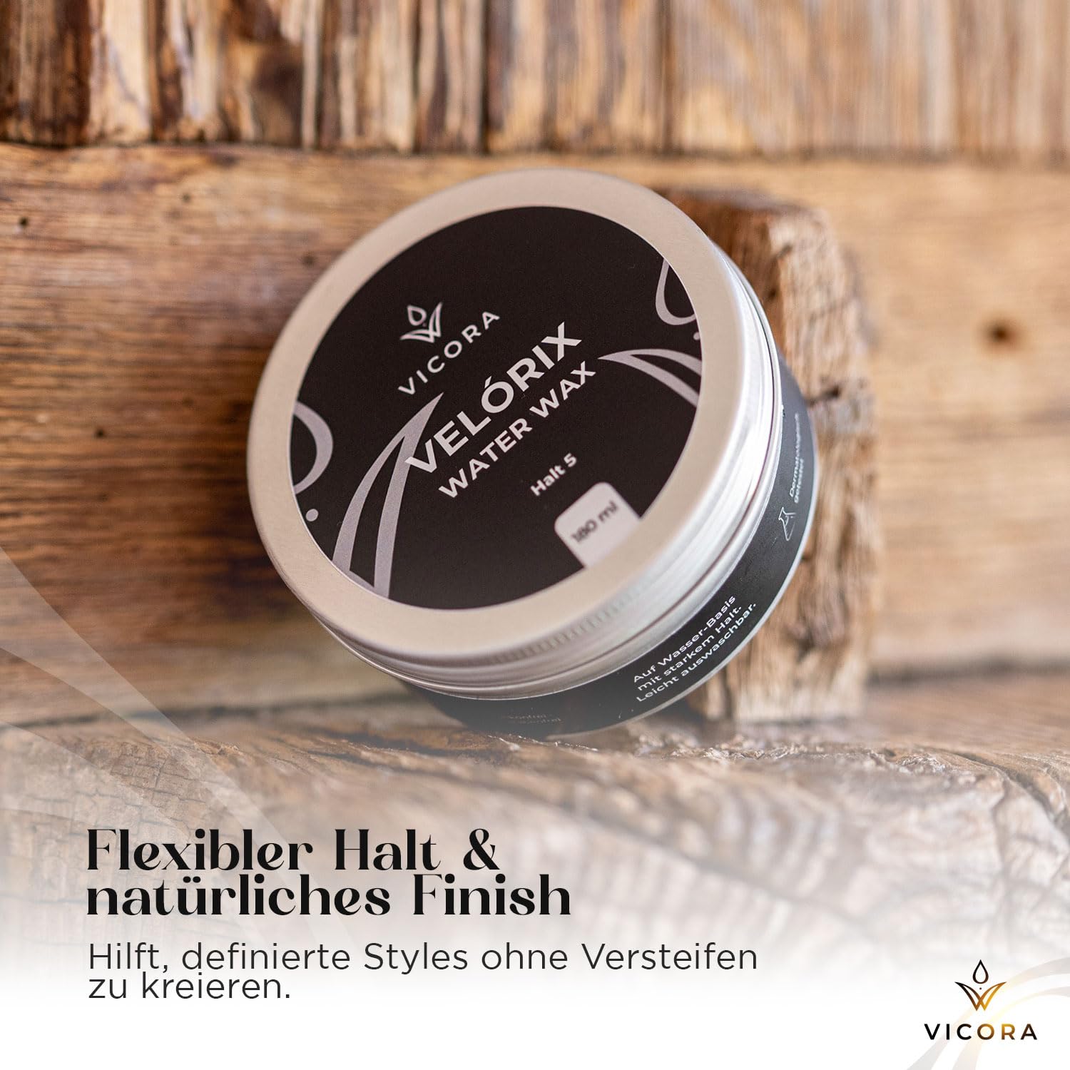 Vicora® Velórix Water Wax Haarwachs für Männer, 180 ml, 3er-Set | Wasserbasiert mit starkem Halt 5 & natürlichem Finish; feuchtigkeitsspendendes Styling Wax, silikonfrei & leicht auswaschbar.