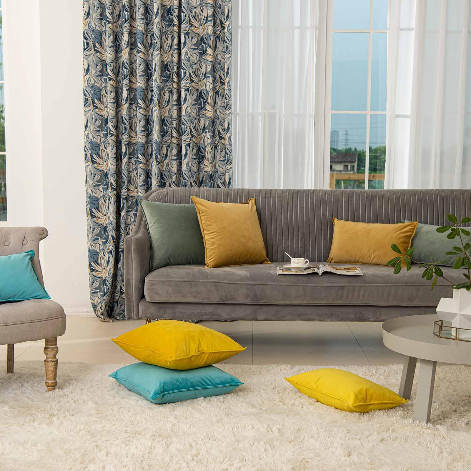 JUSPURBET Sage - Set di 2 federe decorative in velluto, 61 x 61 cm, morbide, con cerniera invisibile, per divano e letto