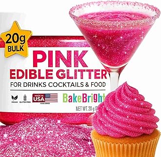 Bulk (20g) Pink Edible Glitter for Drinks | Premium Pink Edible Glitter for Cakes Drink - Shimmer Glitters Cake Decorations for Strawberries Cocktail Shimmering