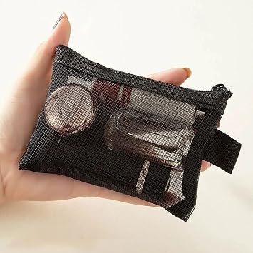 Small Pouch, Portable Travel Nylon Mesh Pouch with Zipper, 6 Pcs