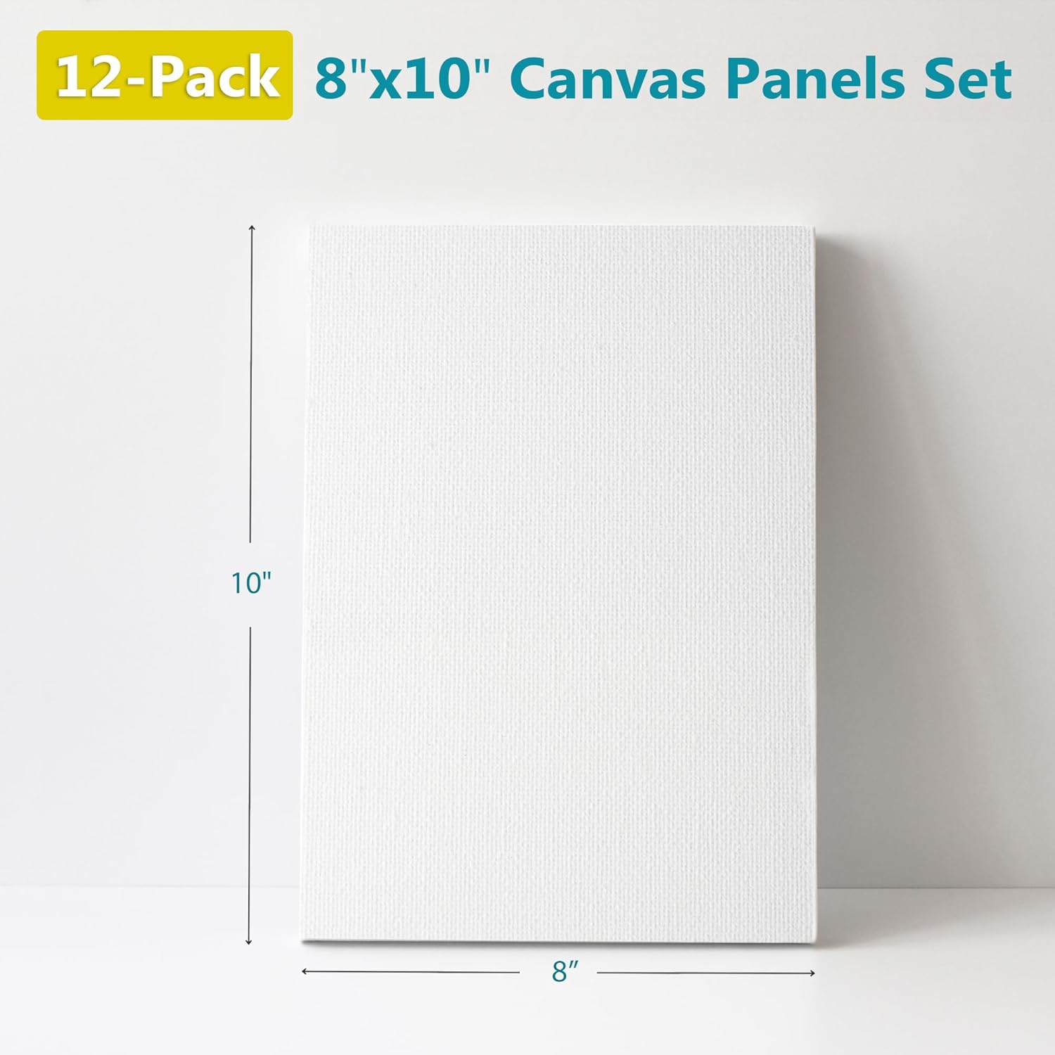 KEFF Canvas for Painting - 12-Pack 8x10 Canvas Value Pack - 100% Cotton Triple Primed Small Canvases for Painting. Mini Canvases Bulk Set for Acrylic, Oil, Watercolor&Tempera - Art Supplies for Adults - Image 2