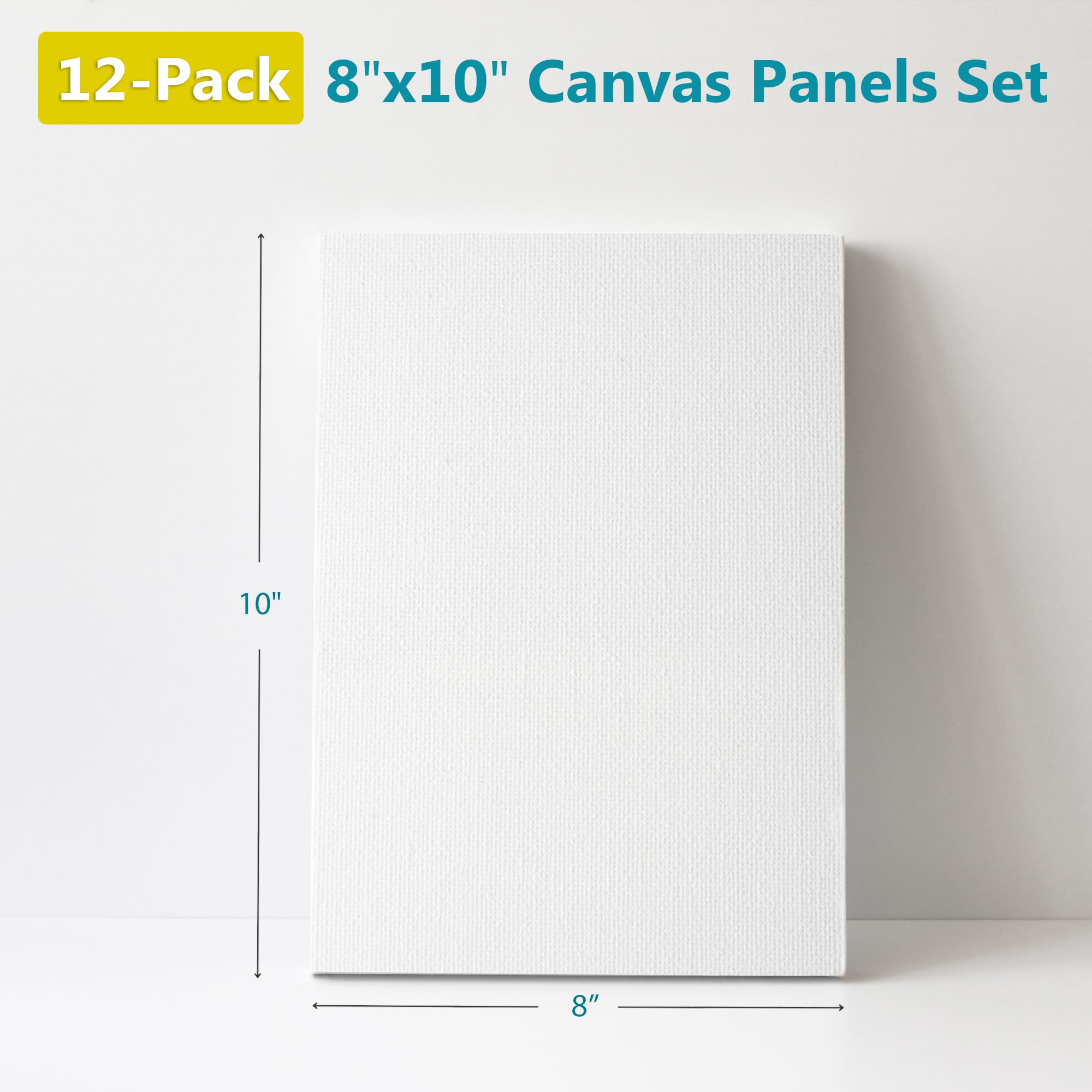 KEFF Lot de 12 toiles en vrac pour peinture, 20,3 x 25,4 cm, fournitures artistiques pour adultes, enfants – Petite toile pour peinture – 100 % coton apprêté pour acrylique, huile, aquarelle, tempera