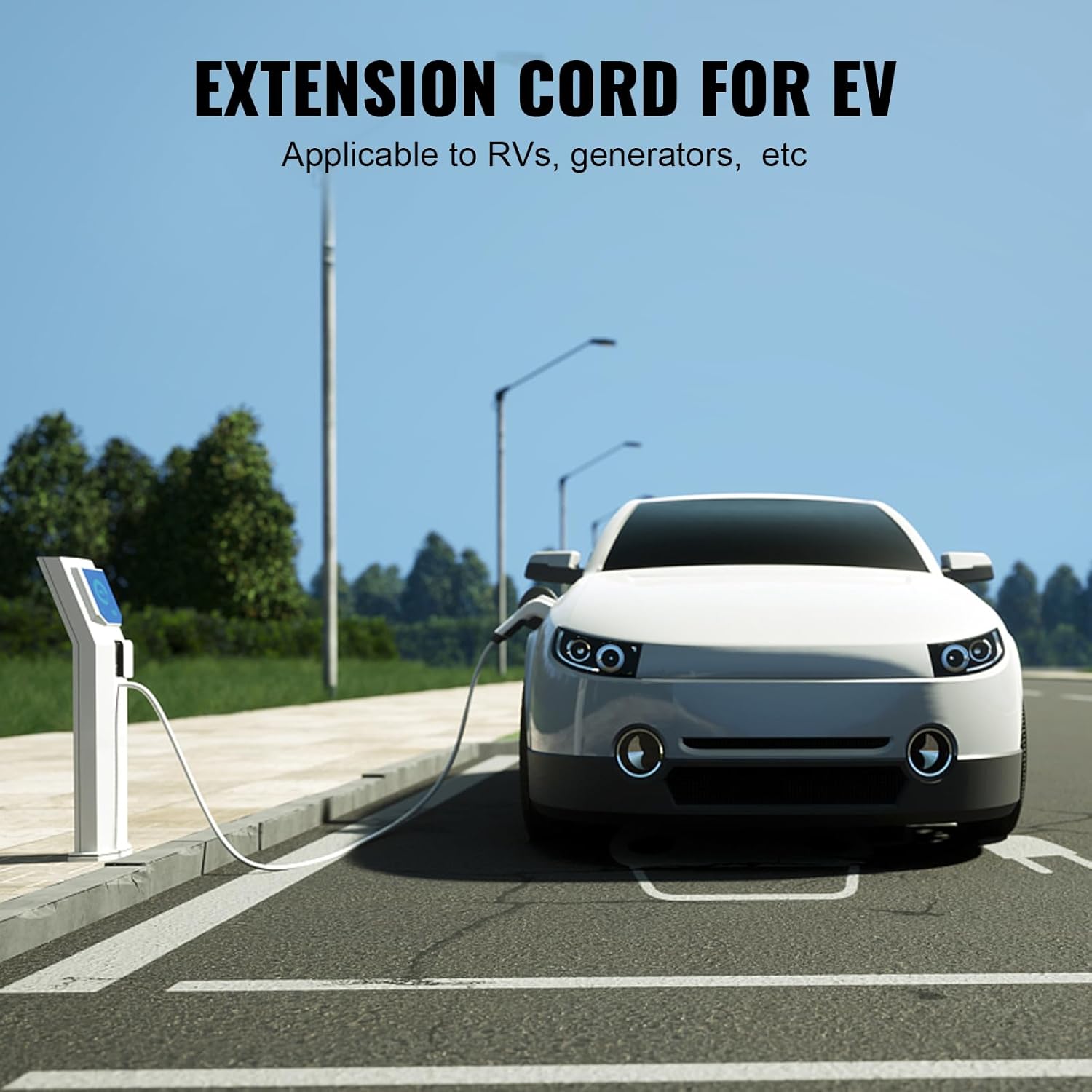 VEVOR 30 Amp RV Extension Cord, 25 ft, Heavy Duty STW 10/3 AWG RV Power Cord, NEMA TT-30R Female NEMA TT-30P Male Plug, for RVs, Generators, Campers, ETL Listed