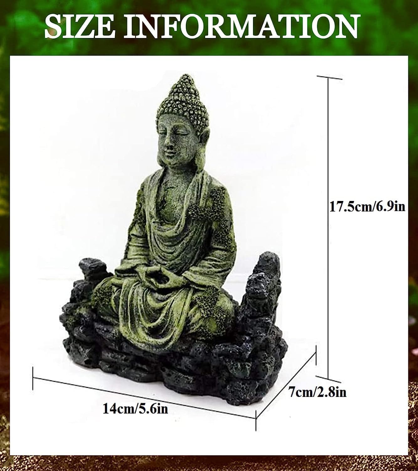 anfei Kizzy Pets Aquarium Decoration Ornaments for Fish Tank Underwater Landscape Hideaway Fish Tank Scenery for Betta, Small Lizards, Etc(Buddha Statue Decor, Resin),5.6 X 6.9 Inch 2