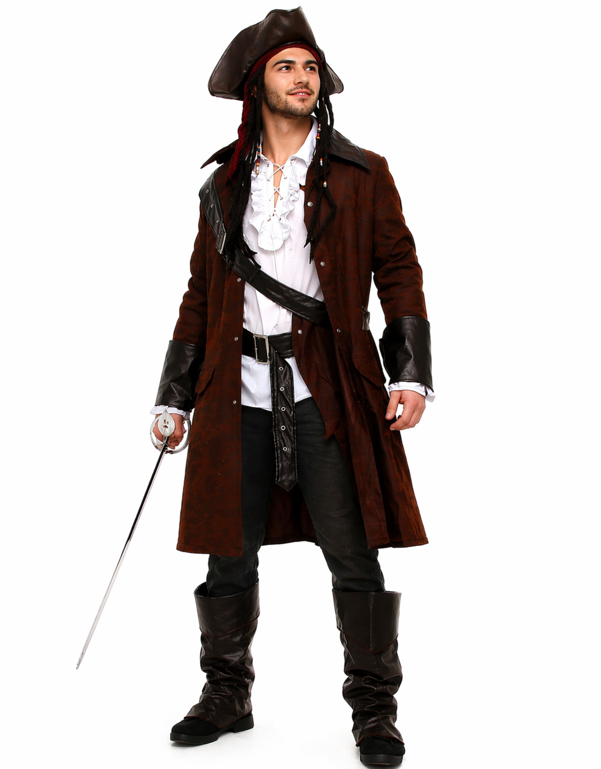 maylynn 12104 Jack - Costume di carnevale da pirata con cappello e accessori - uomo - marrone - M/L