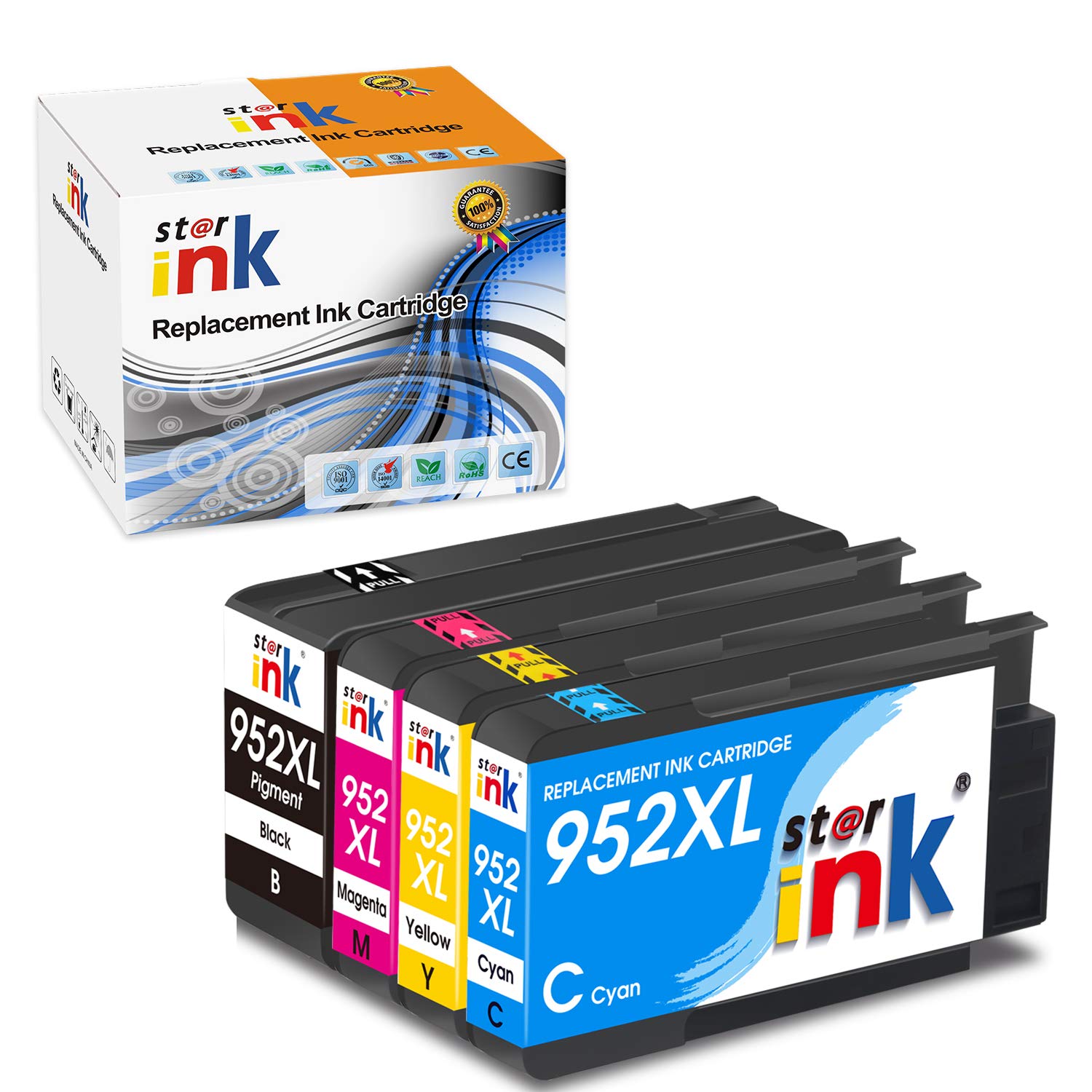 Starink Upgrated Compatible Ink Cartridge Replacement for HP 952XL 952 XL for OfficeJet Pro 8710 7740 8715 8720 8210 8702 8725 8740 8730 8216 Printer(Black Cyan Magenta Yellow) 4 Packs