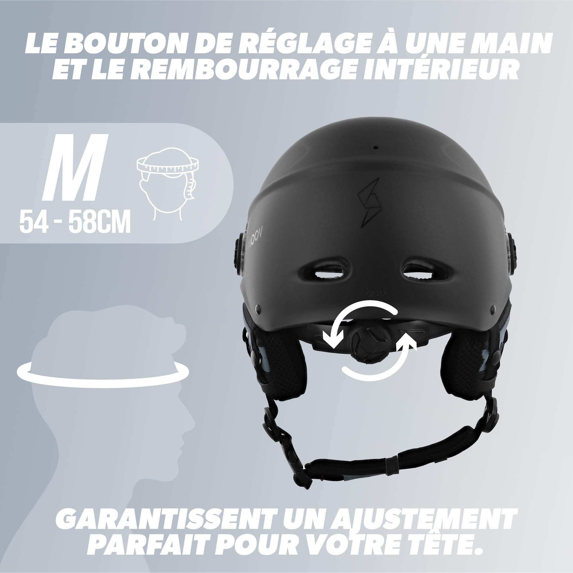 T'nB - Visor, Schutzhelm für Fahrrad und Elektroroller, mit transparentem Visier, Belüftungen, Einstellrad, abnehmbare Ohrenschützer, Größe M (Kopfumfang 54-58 cm), Schwarz