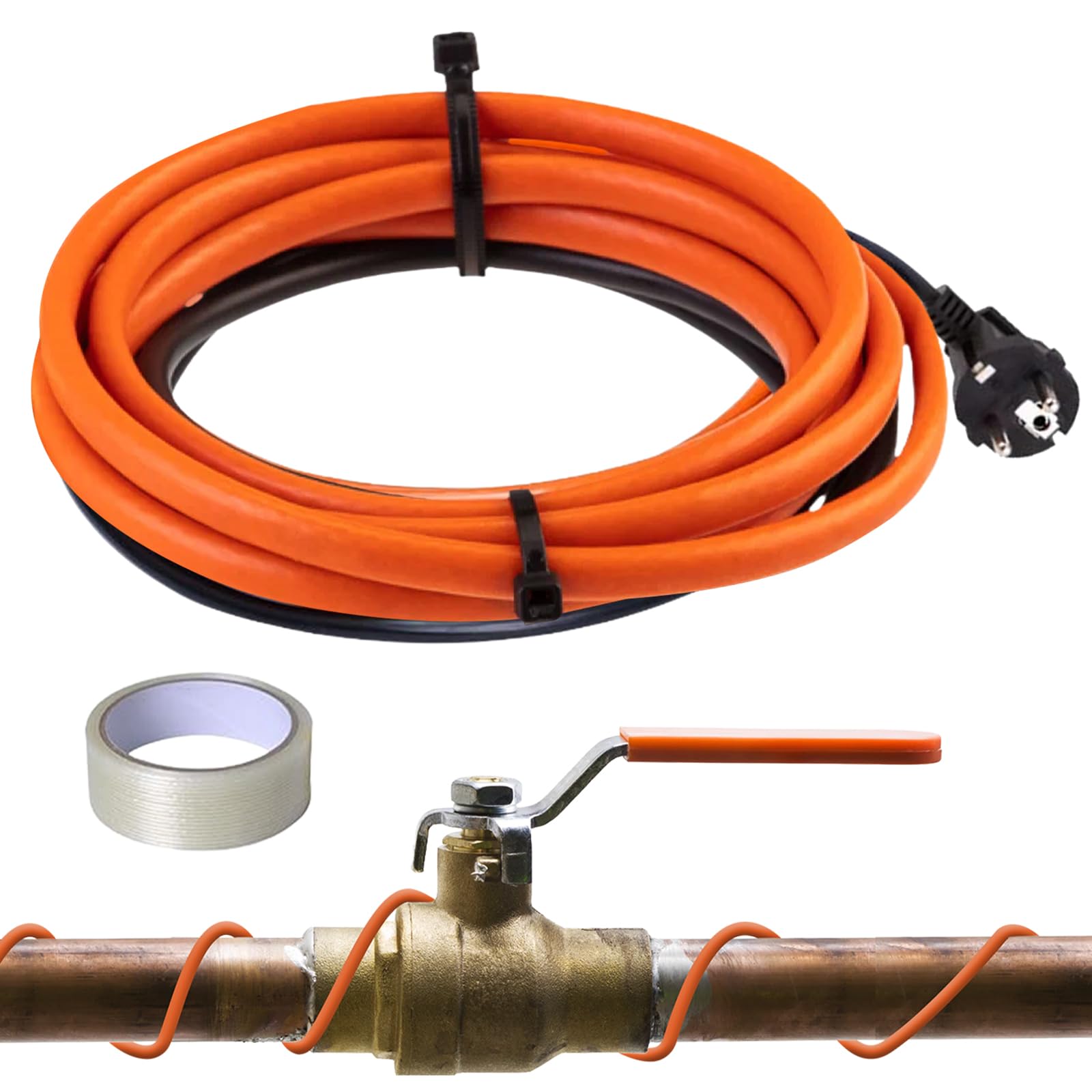 Câble chauffant antigel de 4 m avec thermostat, câble chauffant autorégulateur, câble antigel, chauffage d'accompagnement de tuyau avec thermostat, chauffage d'accompagnement de tuyau étanche idéal