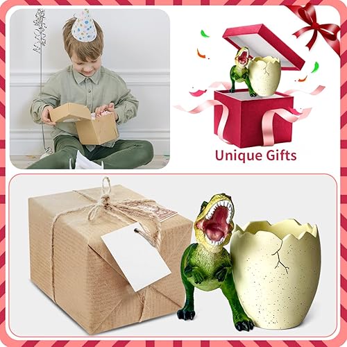 Miniatura 7 de FlidRunest Macetas suculentas de dinosaurio, maceta de resina creativa para suculentas con orificio de drenaje, accesorios de escritorio de