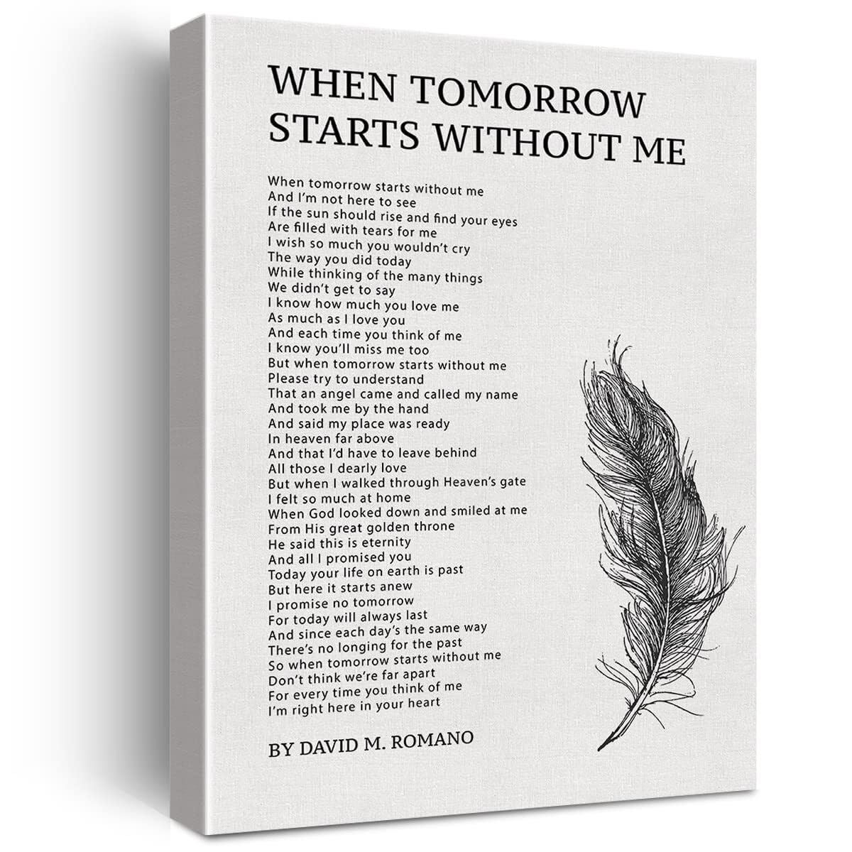 SSOPTMCB When Tomorrow Starts Without Me Poem Print, Framed Canvas Wall-Art for Sympathy and Remembrance, Ready-to-Hang Home Decor(Framed,08x12inch(20x30cm))