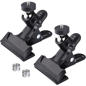 Hejo 2-Piece Clamp Holder, Multifunctional Camera Flash Mount Set | Metal tripod clamp with 2 pieces 1/4 inch to 3/8 inch plu
