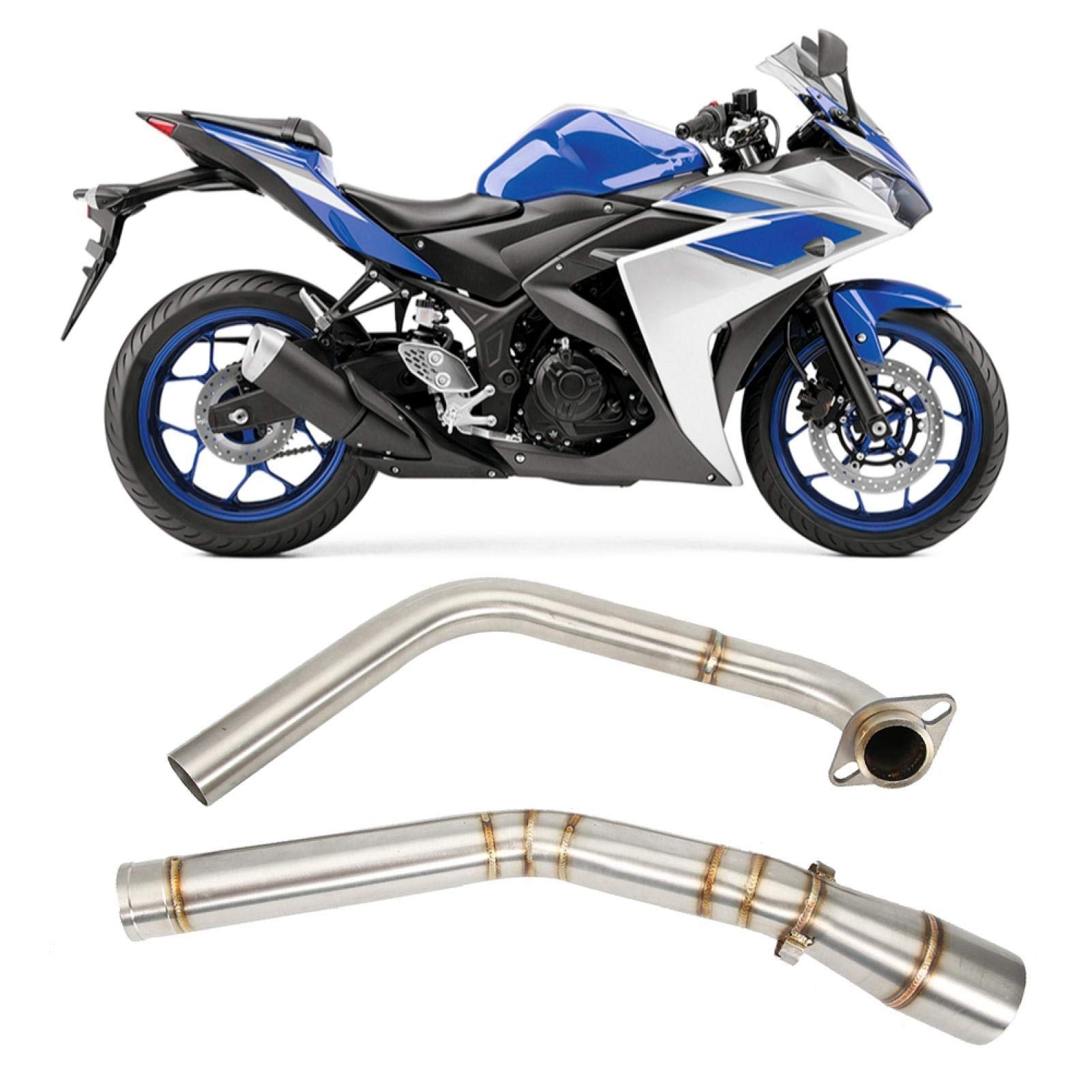 Rura wydechowa motocykla, Yzf R125 wydech, modyfikacja motocykla Dioche Motocykl średnia rura łącząca pasuje do Yzf R15 Mt-15 Mt-125 2008-2017