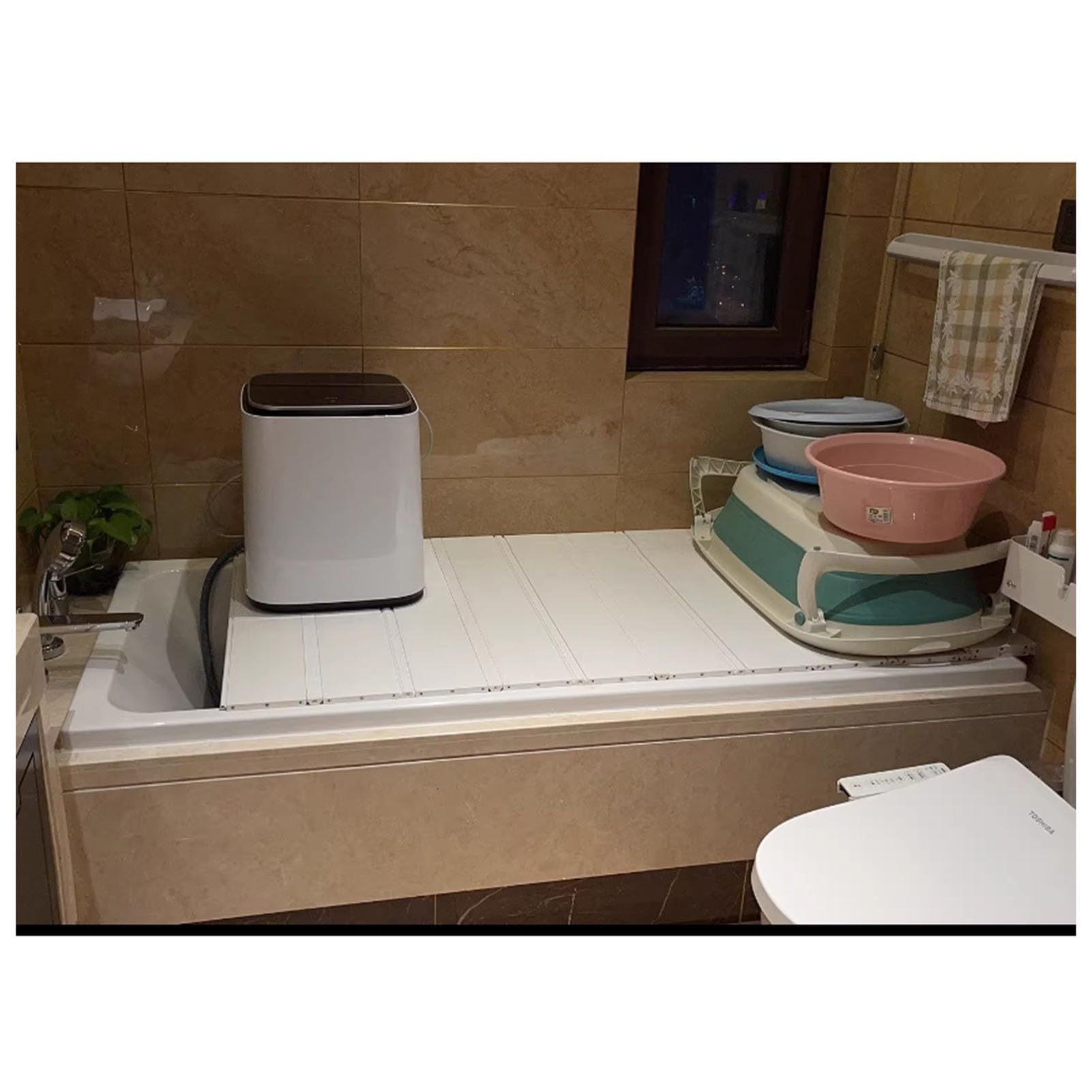 Cubierta para bandeja de baño, 70 x 60 x 1,2 cm, antipolvo, tabla de bañera plegable, cubierta Ilat para bañeras, tabla de baño impermeable, accesorios de spa, nizat de baño