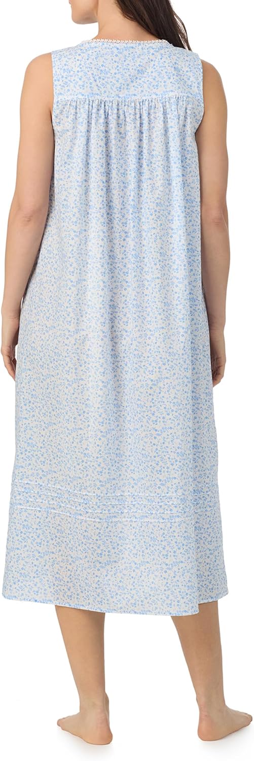 Eileen West Sleepwear & Loungewear for Women - Poetic Woven Lawn Collection - 100% Cotton Lightweight Sleeveless Nightgown - Image 3