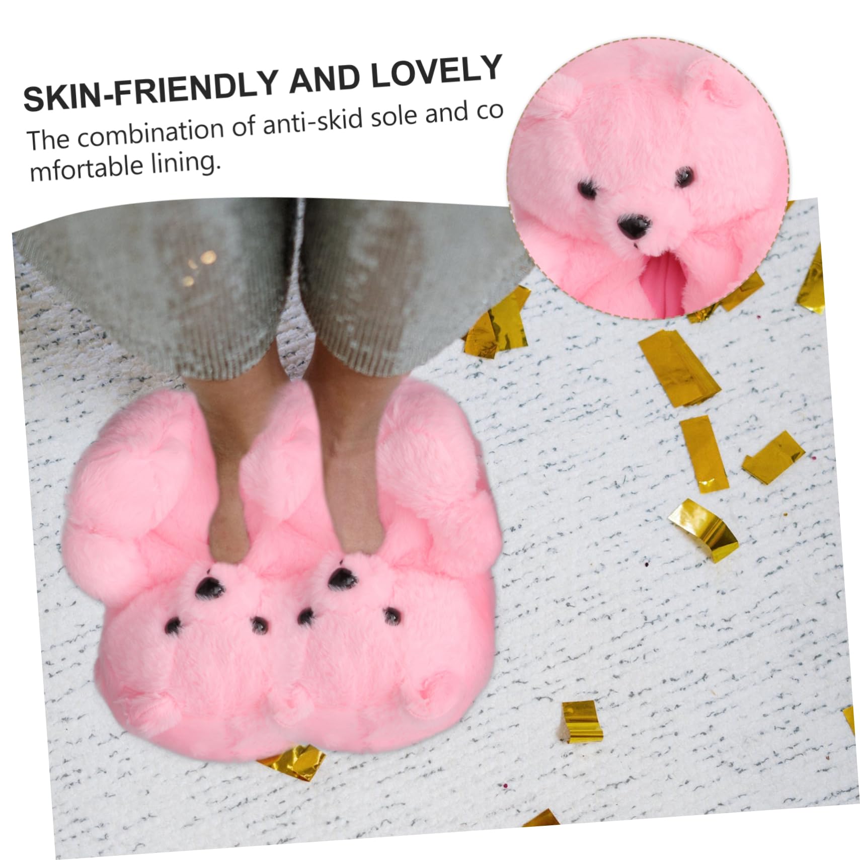 Holibanna Pantofole a Forma Di Orsacchiotto Calda Pantofola Da Morbide Pantofole Adorabili Da Donna Femminili Invernali Pelose Brown Peluche