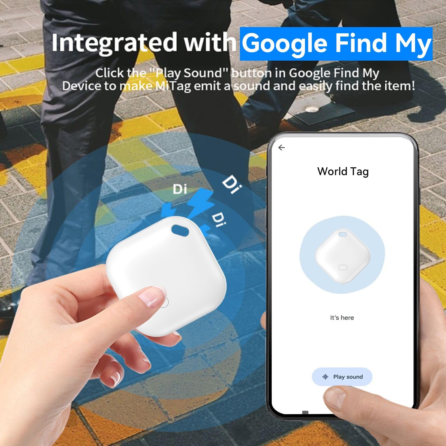 Smart Tag Android, Air Tag Localizzatore Bluetooth Compatibile con Trova dispositivo (Solo Android) Tag per Chiavi,Bagagli,Borse,Zaini,Impermeabile IP67 - Bianco 1 Pezzi