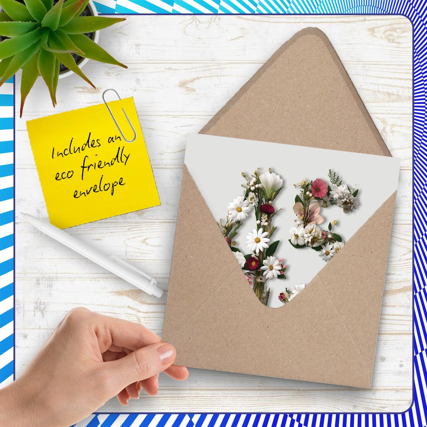Stuff4 Romantic 45th Anniversary Card - Forty-five Years of Love - Elegant Floral Number Design with Pink and Green Blooms - 5.7 Inch Square, Envelope Included