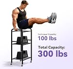 Josmimic 3-Tier Rack de rangement de salle de gymnastique avec crochets et roues lisses pour l'entraînement
