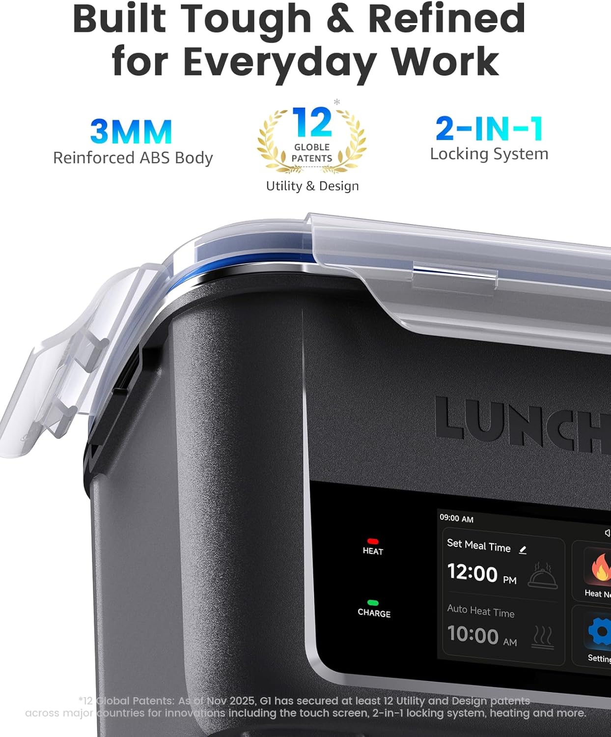 LUNCHGO® G1-Standard(74 Wh), Smart Electric Heated Lunch Box – Cordless, 5 Cups Capacity, Battery Powered, 250°F Max, Scheduled Heating, Perfect for Outdoor Work, On-The-Go Meals (Neon Gray) - Image 7