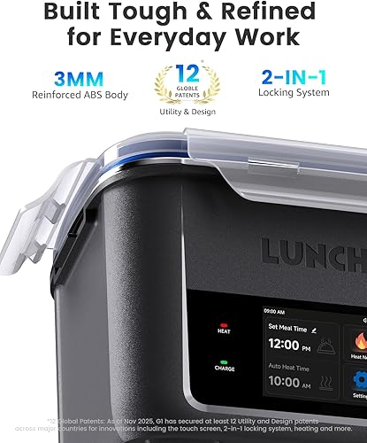 Miniatura 7 de G1 - Lonchera eléctrica inteligente con calefacción, inalámbrica, capacidad de 5 tazas, 74 Wh, funciona con batería, 250 F máximo, calefacción